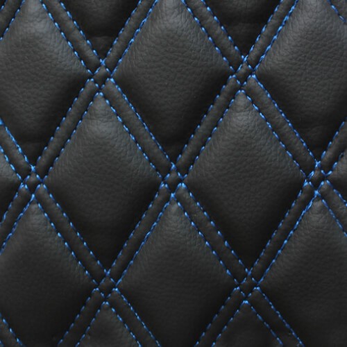 Faux Leather Blue Double Stitch Material