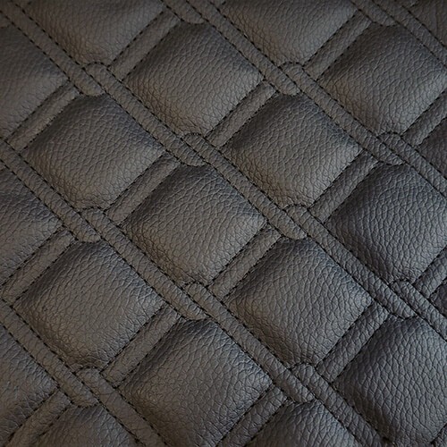 Faux Leather Black Chain Stitch Material