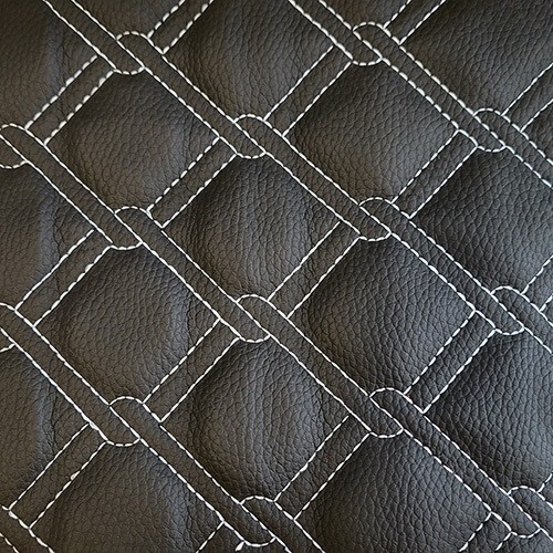 Faux Leather White Chain Stitch Material